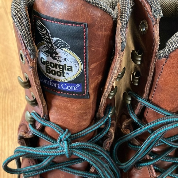 Georgia Boot Comfort Core Cognac Brown Thick Leather Opanka 8" Boots - Picture 4 of 9